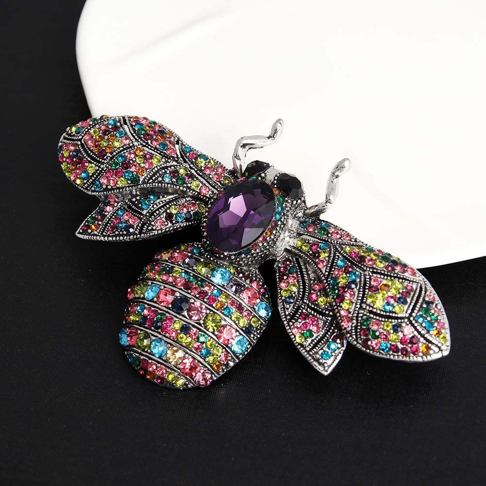 Custom Vintage Rhinestone Bee Brooch - Fashion Accessory