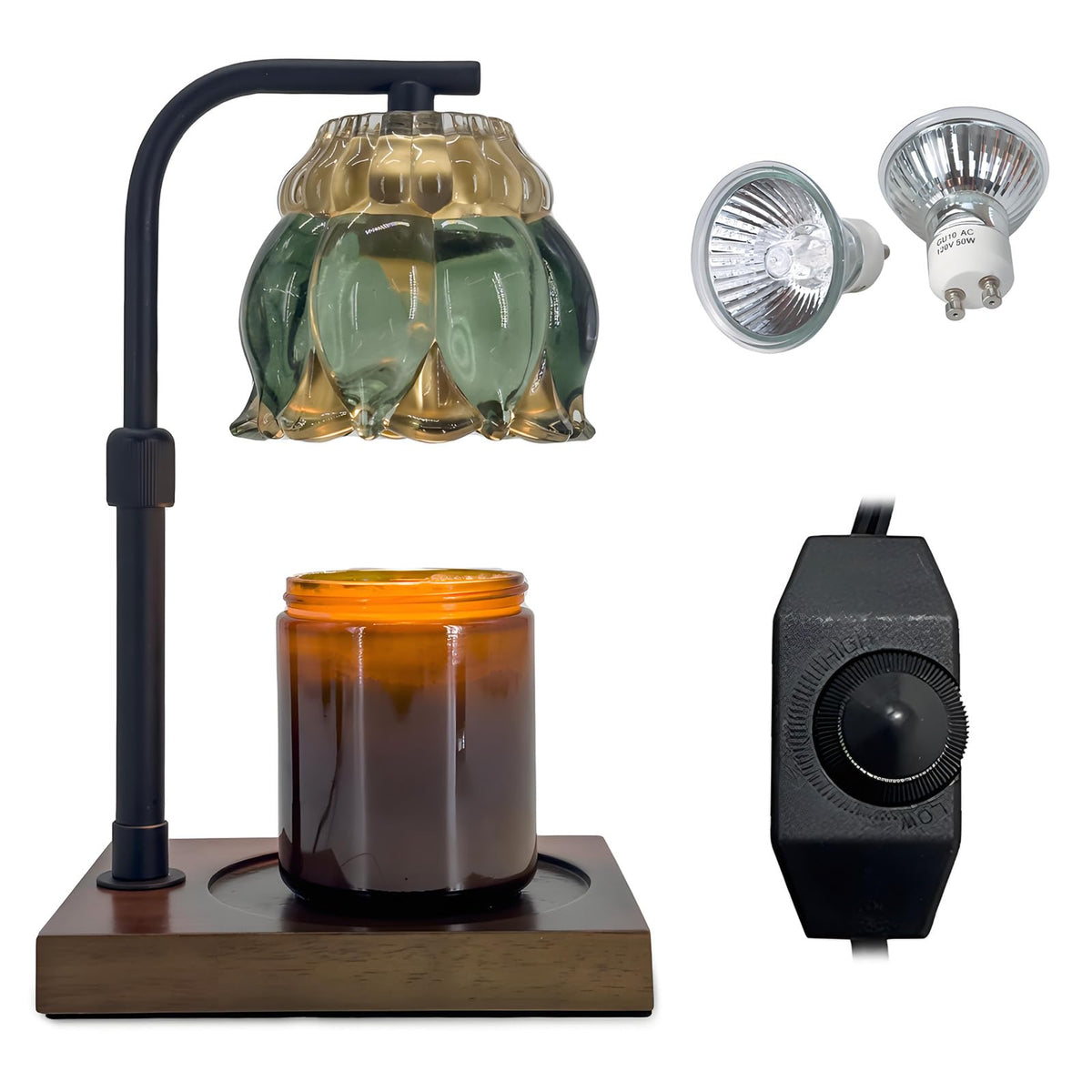 Candle Warmer Lamp - Candle Warmer Compatible with Large Size Jar Candles Electric Dimmable Candle Warmer Lamps 2 BulbsDarkGreen