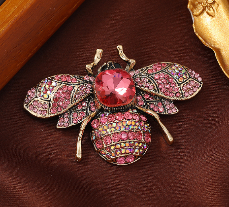 Custom Vintage Rhinestone Bee Brooch - Fashion Accessory