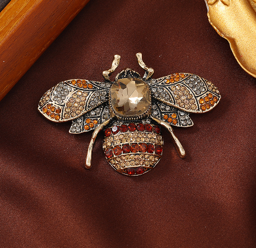 Custom Vintage Rhinestone Bee Brooch - Fashion Accessory