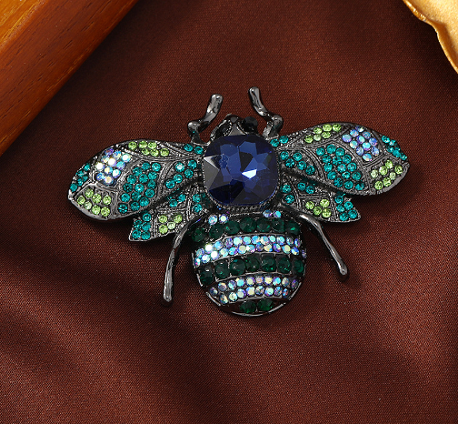 Custom Vintage Rhinestone Bee Brooch - Fashion Accessory