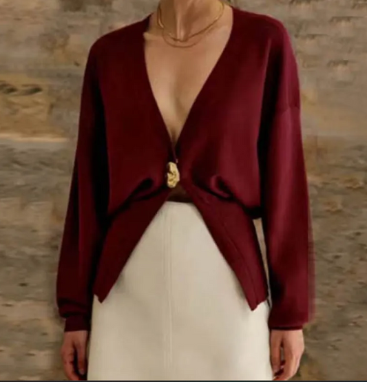 V-Neck Button Cardigan